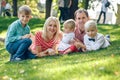 Happy young family with three children outdoors Royalty Free Stock Photo