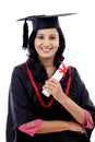Happy young female student holding diploma Royalty Free Stock Photo