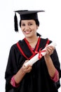 Happy young female student holding diploma Royalty Free Stock Photo