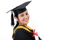 Happy young female student holding diploma Royalty Free Stock Photo