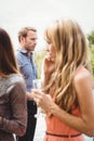 Happy young friends having drinks Royalty Free Stock Photo