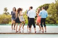 Happy young friends having drinks Royalty Free Stock Photo