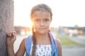 Happy young girl in a city Royalty Free Stock Photo