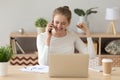 Happy girl excited hearing good news talking on phone Royalty Free Stock Photo