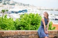 Happy young girl at Le Suquet in Cannes