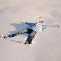 Happy young girl lying in the Royalty Free Stock Photo