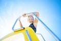 Happy Girl on Water Slide Royalty Free Stock Photo