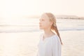 Happy Young Girl Walking at the Beach Royalty Free Stock Photo