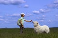 Happy girl playing with her pet dog. Royalty Free Stock Photo