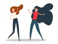 Happy young girls best friends. Girls jumping. Best friends concept. Vector illustration