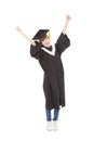 Happy Young graduate girl student standing and hand up Royalty Free Stock Photo