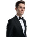 Happy young groom looking to side and smiling Royalty Free Stock Photo