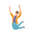 Happy young guy jumping in different poses vector illustration Royalty Free Stock Photo