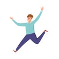 Happy young guy jumping in different poses vector illustration Royalty Free Stock Photo