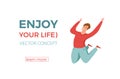 Happy young guy jumping in different poses vector illustration Royalty Free Stock Photo