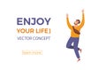 Happy young guy jumping in different poses vector illustration Royalty Free Stock Photo