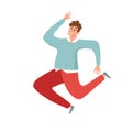 Happy young guy jumping in different poses vector illustration Royalty Free Stock Photo
