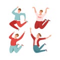 Happy young guy jumping in different poses vector illustration. Royalty Free Stock Photo