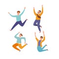 Happy young guy jumping in different poses vector illustration Royalty Free Stock Photo