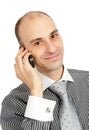 Happy young guy speaking on cell phone Royalty Free Stock Photo