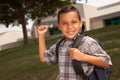 Happy Young Hispanic Boy Ready for School Royalty Free Stock Photo