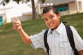 Happy Young Hispanic School Boy with Thumbs Up Royalty Free Stock Photo