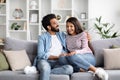 Happy young indian couple spending time together at home Royalty Free Stock Photo
