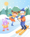 Happy young kids enjoying the winter snow Royalty Free Stock Photo