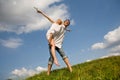 Happy Young love Couple - jumping Royalty Free Stock Photo