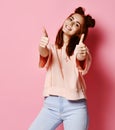 Happy Young Lovely Woman Pointing at You Royalty Free Stock Photo