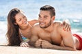 Happy young lovers sunbathing Royalty Free Stock Photo