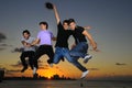 Happy young male group jumping of joy Royalty Free Stock Photo