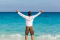 Happy young man on the beach Royalty Free Stock Photo