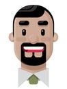 Happy Young Man with a Dark Goatee Flat Vector Illustration Icon Avatar