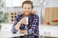 happy young man drinking milk Royalty Free Stock Photo