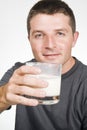 Happy Young Man drinking Milk Royalty Free Stock Photo