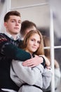 Happy young man embracing his girlfriend Royalty Free Stock Photo