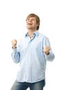 Happy young man showing winning gesture Royalty Free Stock Photo