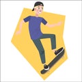 Happy young man skateboarding. A handsome skateboarder Royalty Free Stock Photo