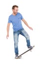 Happy young man skateboarding Royalty Free Stock Photo