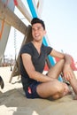 Happy young man smiling at the beach Royalty Free Stock Photo