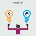 Happy young man symbol with smart life concept. Business idea an
