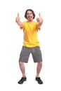 Happy young man with thumbs up