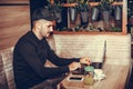 Happy young man using laptop computer Royalty Free Stock Photo