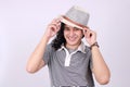 Happy Young Man Wearing Hat Smiling