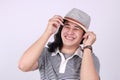 Happy Young Man Wearing Hat Smiling