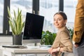 happy young manageress sitting Royalty Free Stock Photo