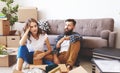 happy young married couple moves to new apartment Royalty Free Stock Photo