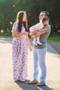 Happy Young Mixed Race Ethnic Family Walking Outdoors Royalty Free Stock Photo