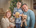 Young Mixed Race Family In Front of Christmas Tree Royalty Free Stock Photo